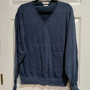Peter Millar men's 100% soft cotton blue pullover v-neck sweater size XL